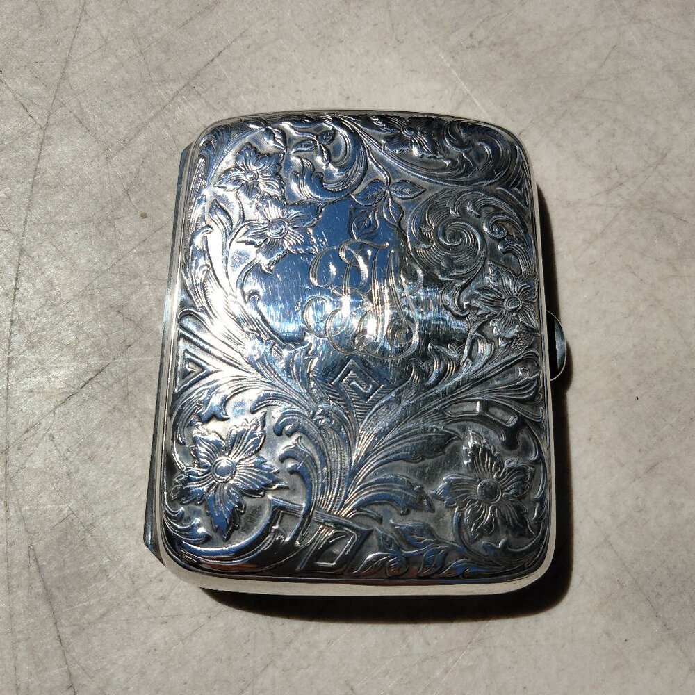 Vintage Sterling Silver Cigarette Case Monogram BW 57gram Webster Co ?
